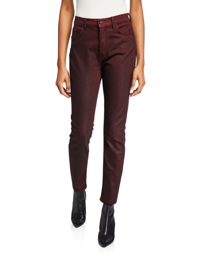 Karolina High-rise Cropped Coated Skinny Jeans -