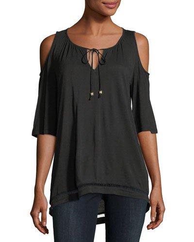 Cold-shoulder Keyhole Peasant Top