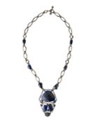 Blue Sapphire & Diamond Tiered Pendant Necklace