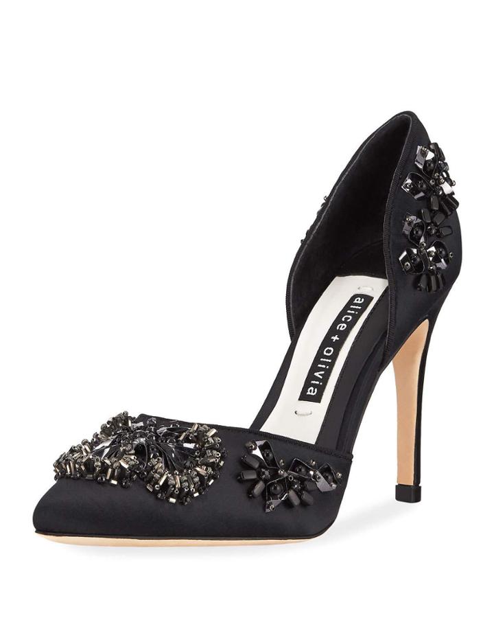 Dahra Embellished Satin D'orsay Pumps