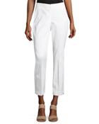 No-waist Invisible-fly Ankle Trousers, White