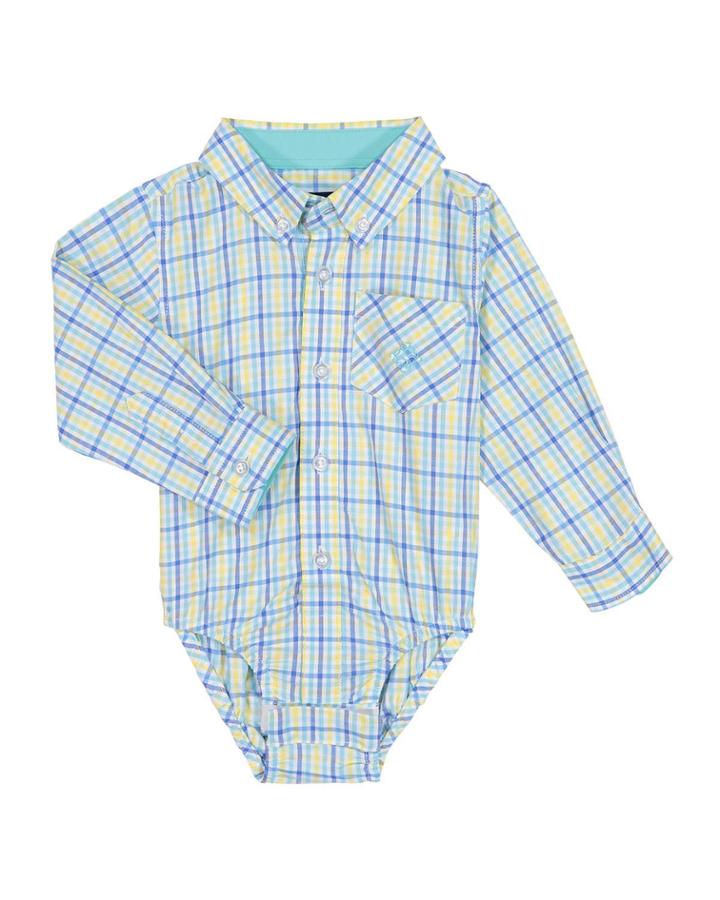 Tattersall Check Collared Shirtzie Bodysuit, Size