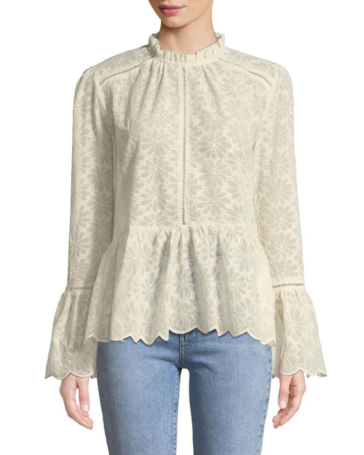 Romantic Embroidered Lace Bell-sleeve Blouse