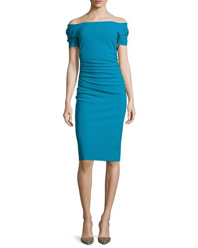 Briseide Off-the-shoulder Cocktail Dress, Blue