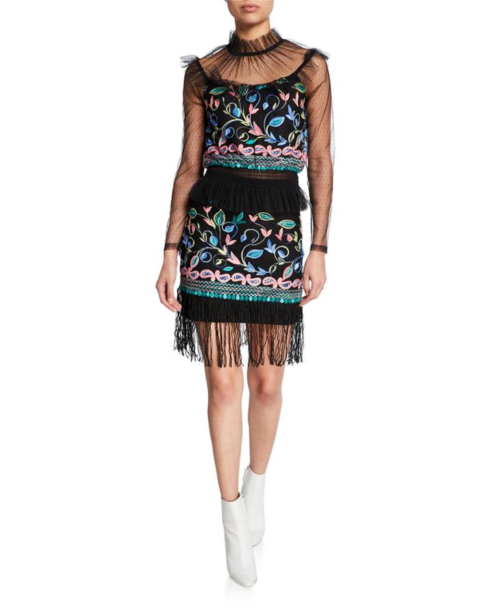 Amelie Two-piece Embroidered Long-sleeve Top &