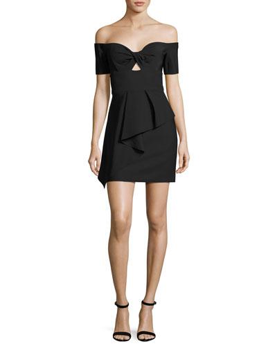Vanessa Off-the-shoulder Peplum Cocktail Dress, Black