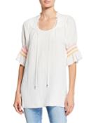 Tie-neck Ruffle Sleeve Tunic Dress