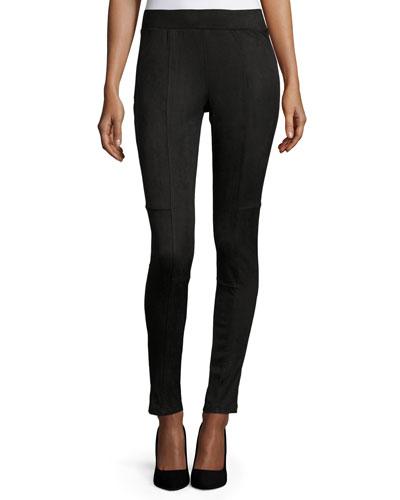 Faux-suede Leggings, Black