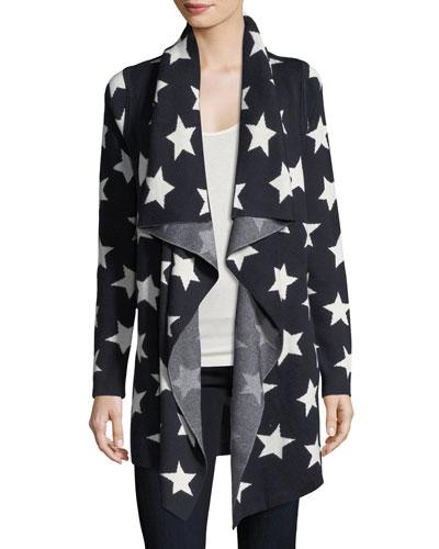 Star-print Drape-front Cardigan