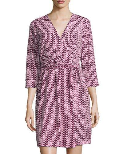 Chain-link-print Wrap Dress, Vivid Pink