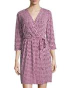 Chain-link-print Wrap Dress, Vivid Pink