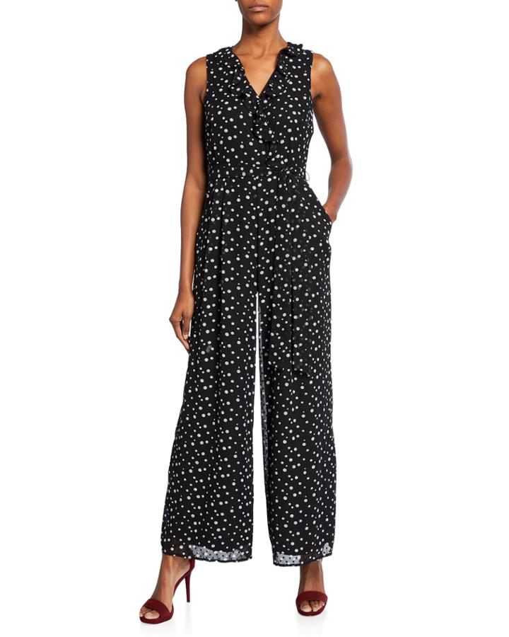 Faux-wrap Polka-dot Jumpsuit