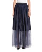 Long Tulle Pleated Sheet-hem