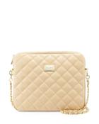 Quilted Leather Chain Shoulder Bag, Classic Beige/gold