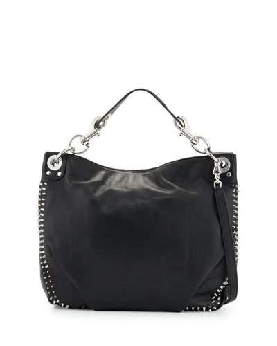 Luscious Leather Hobo Bag, Black