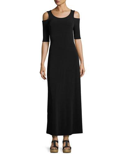 Cold-shoulder Scoop-neck Jersey Dress, Black