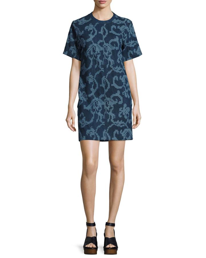 Esmond Laser-cut Cotton Dress, Indigo