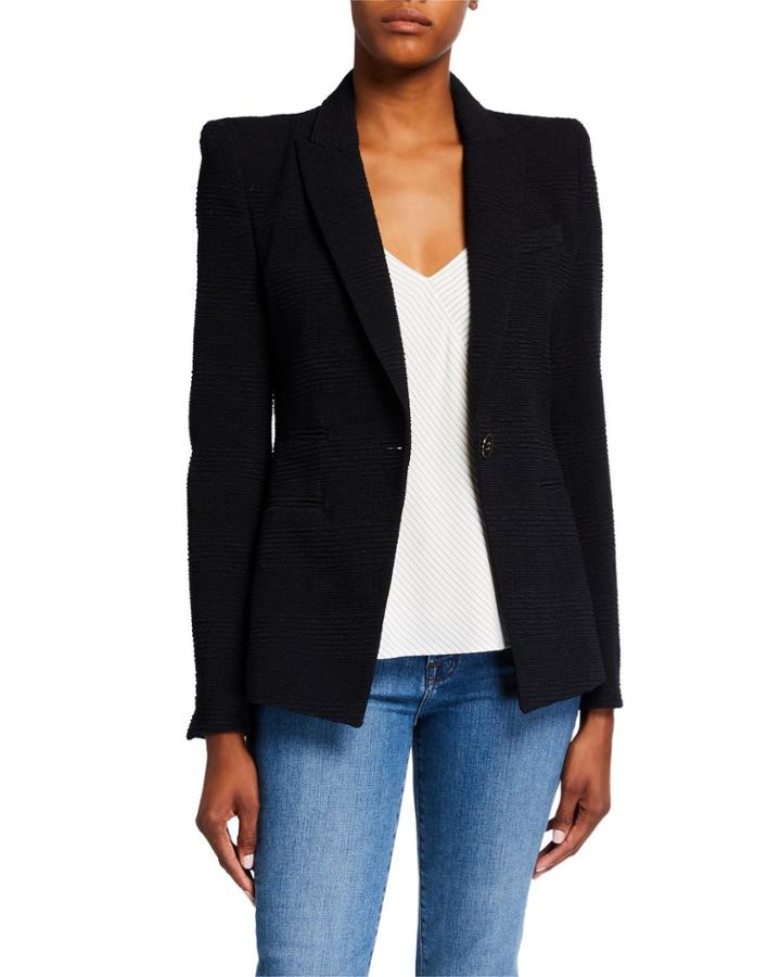 Brock Textured Strong-shoulder Dickey Jacket