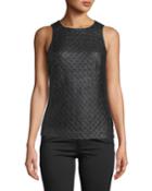 Sleeveless Rubberized-lace Top