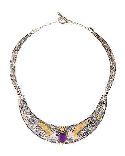 Erato Swan Collar Necklace W/ Amethyst Doublet