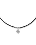 Noir Cable Necklace W/ Pave Diamond Pendant, Black