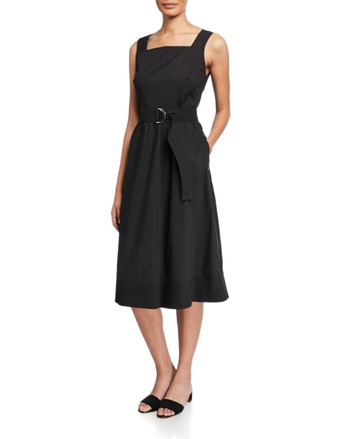 Armilla Square-neck Fit-&-flare Belted Dress