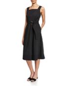 Armilla Square-neck Fit-&-flare Belted Dress
