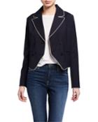 Double-breasted Cropped Jacket W/ Piping
