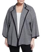 Geometric-print Knit Jacket, Blue/white,