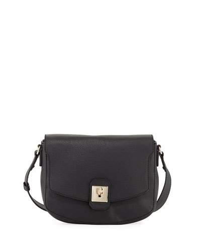 Jo Medium Pebbled Crossbody Bag, Black
