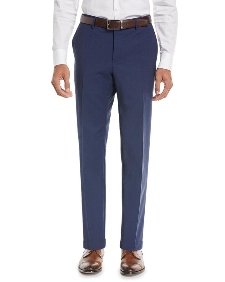 Matty Techno-wool Flat-front Trim Trousers