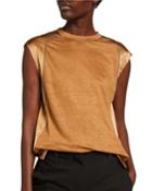 Monili Trim Linen/silk Tank