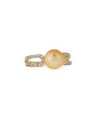18k Two-tone Golden South Sea Pearl & Diamond Ring,