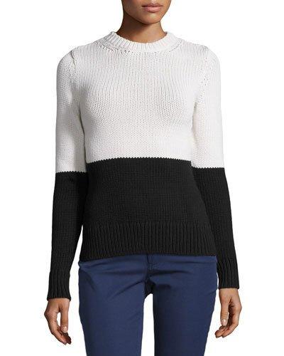 Lefty Pullover Sweater, White/black