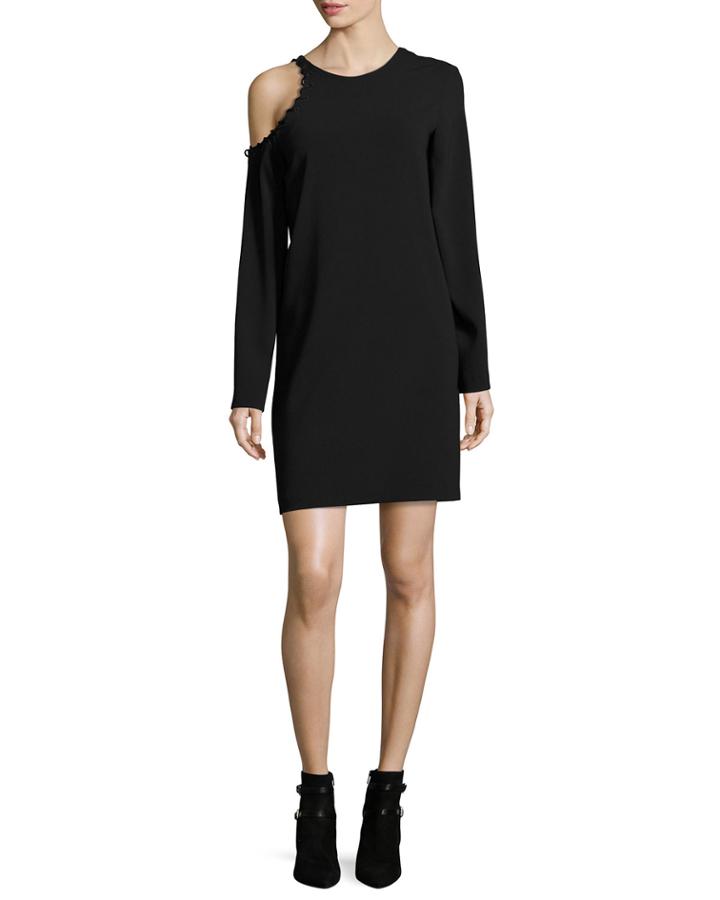 Breen Cold-shoulder Long-sleeve Crepe Dress