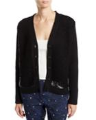 Wool-cashmere Sequined Button-front Cardigan