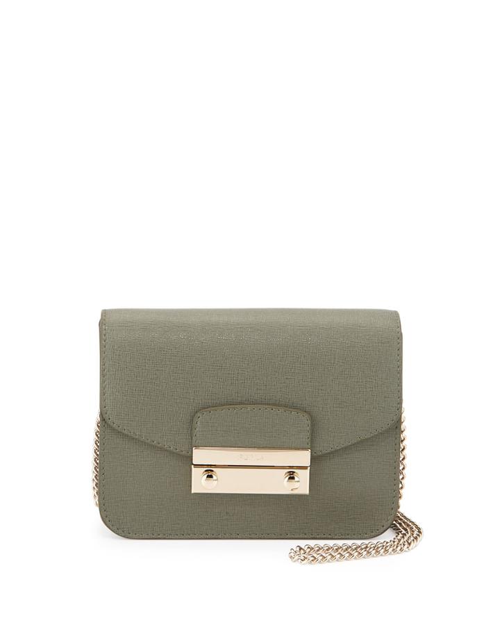 Furla Julia Mini Leather Crossbody Bag, Salvia, Women's
