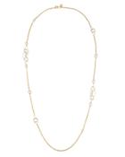 Rain Long Pearl Station Necklace, White