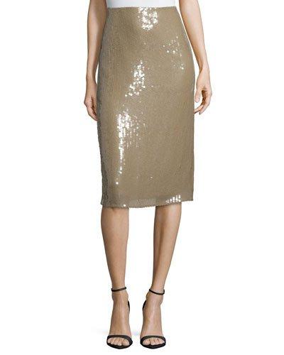 Embellished Below-knee Pencil Skirt,