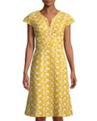 Mimosa Lace Cap-sleeve Sheath Cocktail Dress
