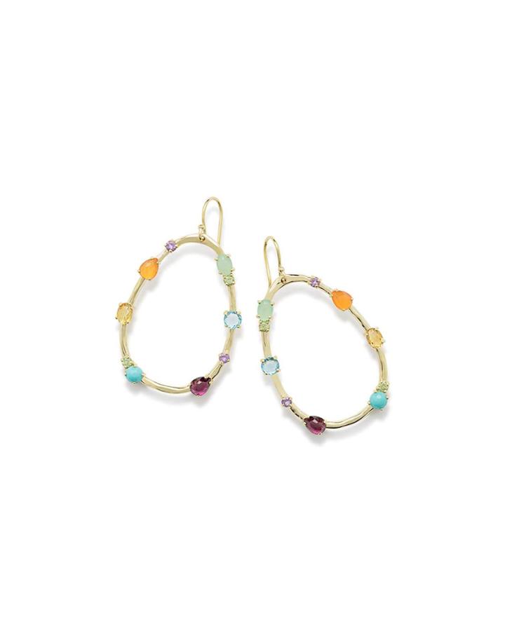 18k Rock Candy Multi-stone Large Frame Earrings