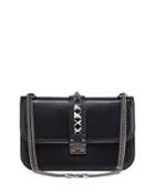 Chain-strap Medium Shoulder Bag, Black