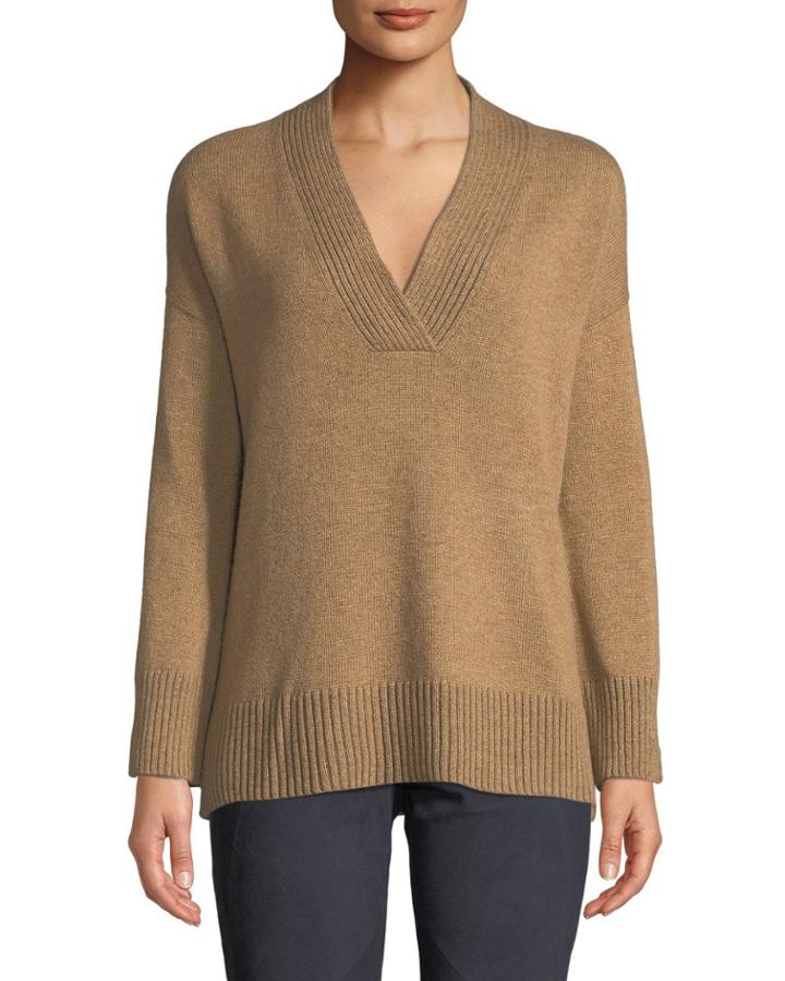 Vanise Ribbed V-neck Cashmere