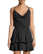 Cowl-neck Sleeveless Ruffle Dress