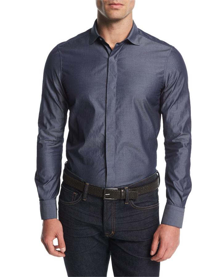 Chambray Concealed-placket