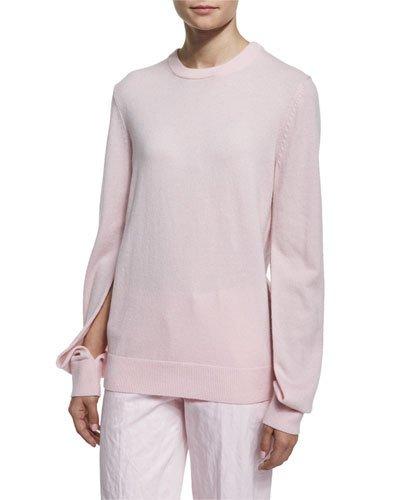 Slit-sleeve Crewneck Cashmere