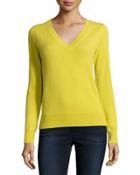 Long-sleeve V-neck Cashmere Top,