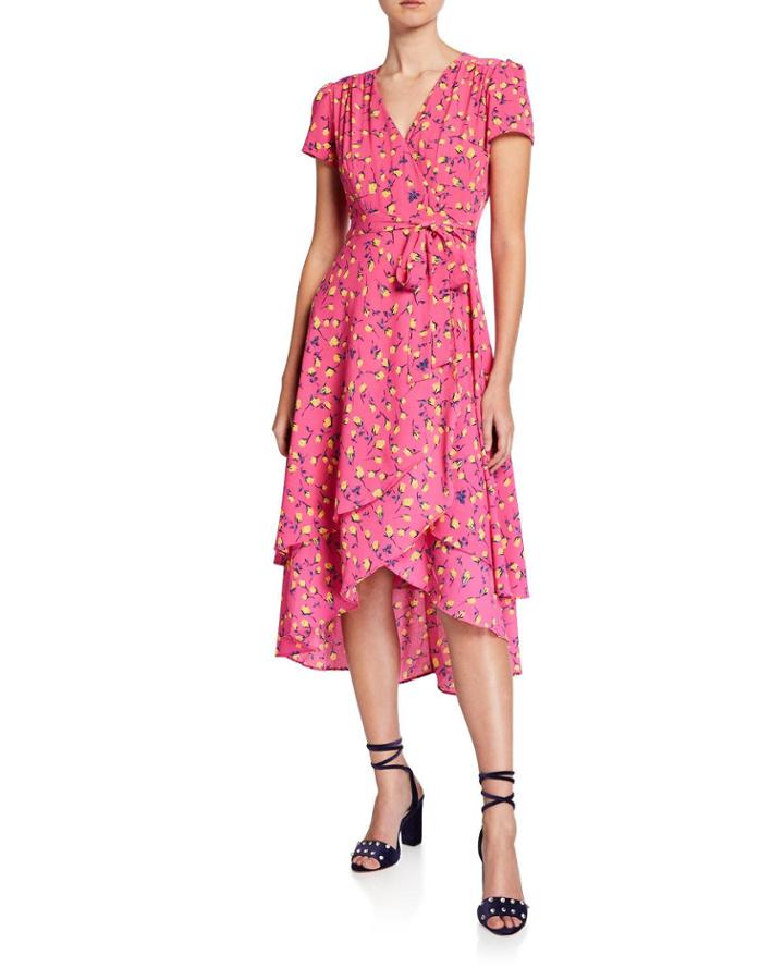 Vintage Tulip Roses Faux-wrap High-low Dress