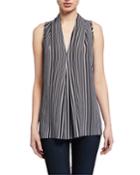 V-neck Top With Center Front Inverted Pleat