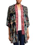 Payden Reversible Burnout Velvet/silk Kimono